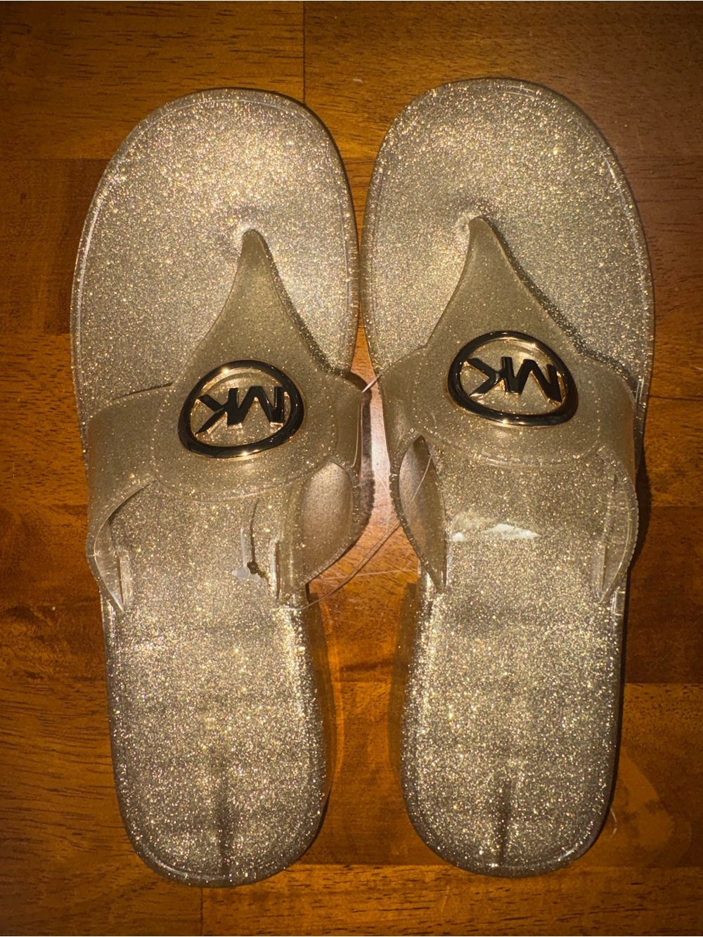 Michael Kors Gold Glitter Jelly Sandals - MK Logo